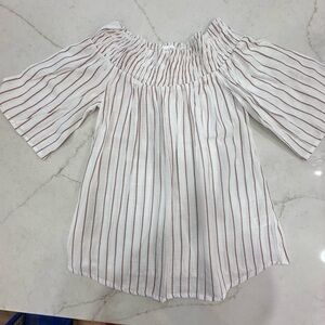 Active USA White Relaxed Smocked Blouse